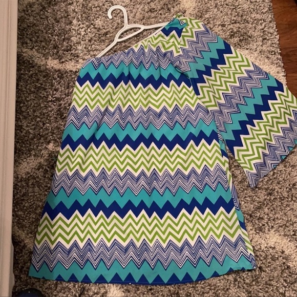 Francesca’s LIKE NEW sz M one shoulder mini dress multi color - Picture 2 of 3